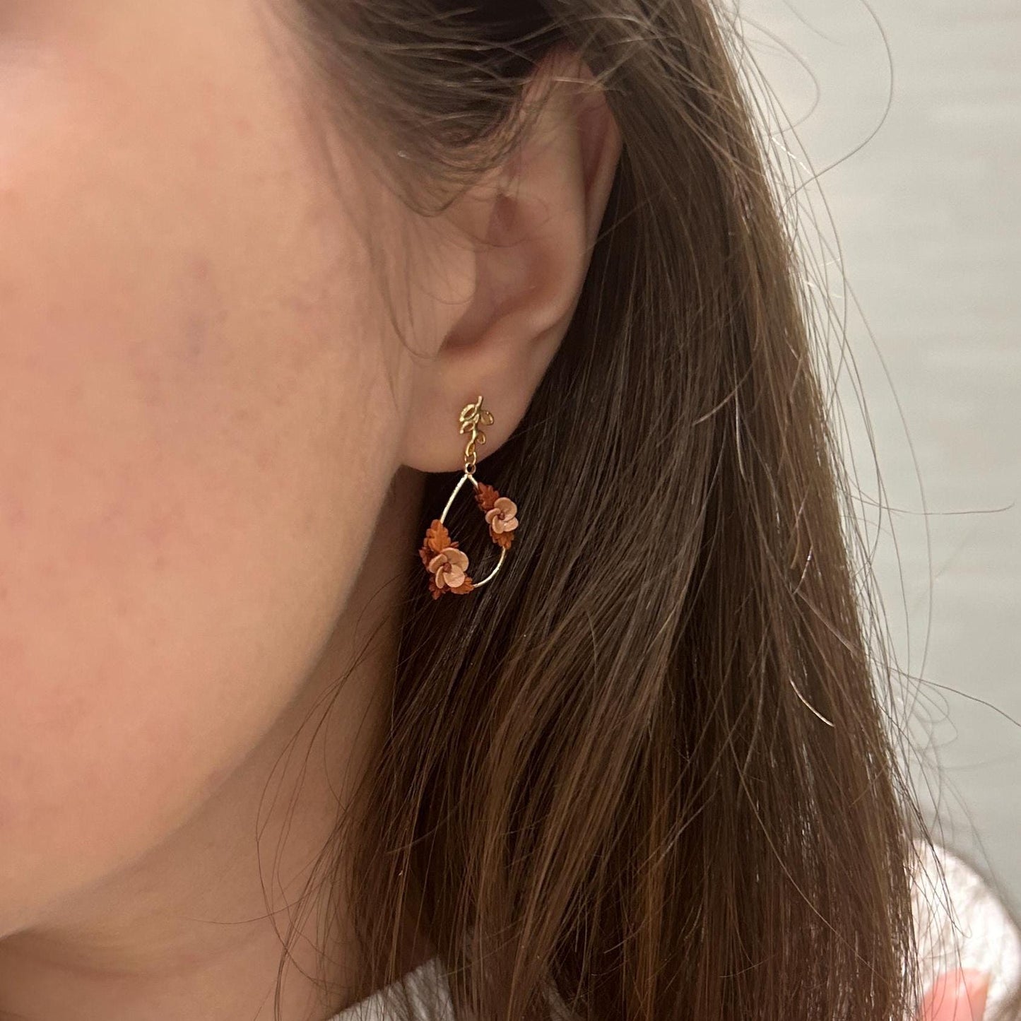 Autumn flower teardrop earrings