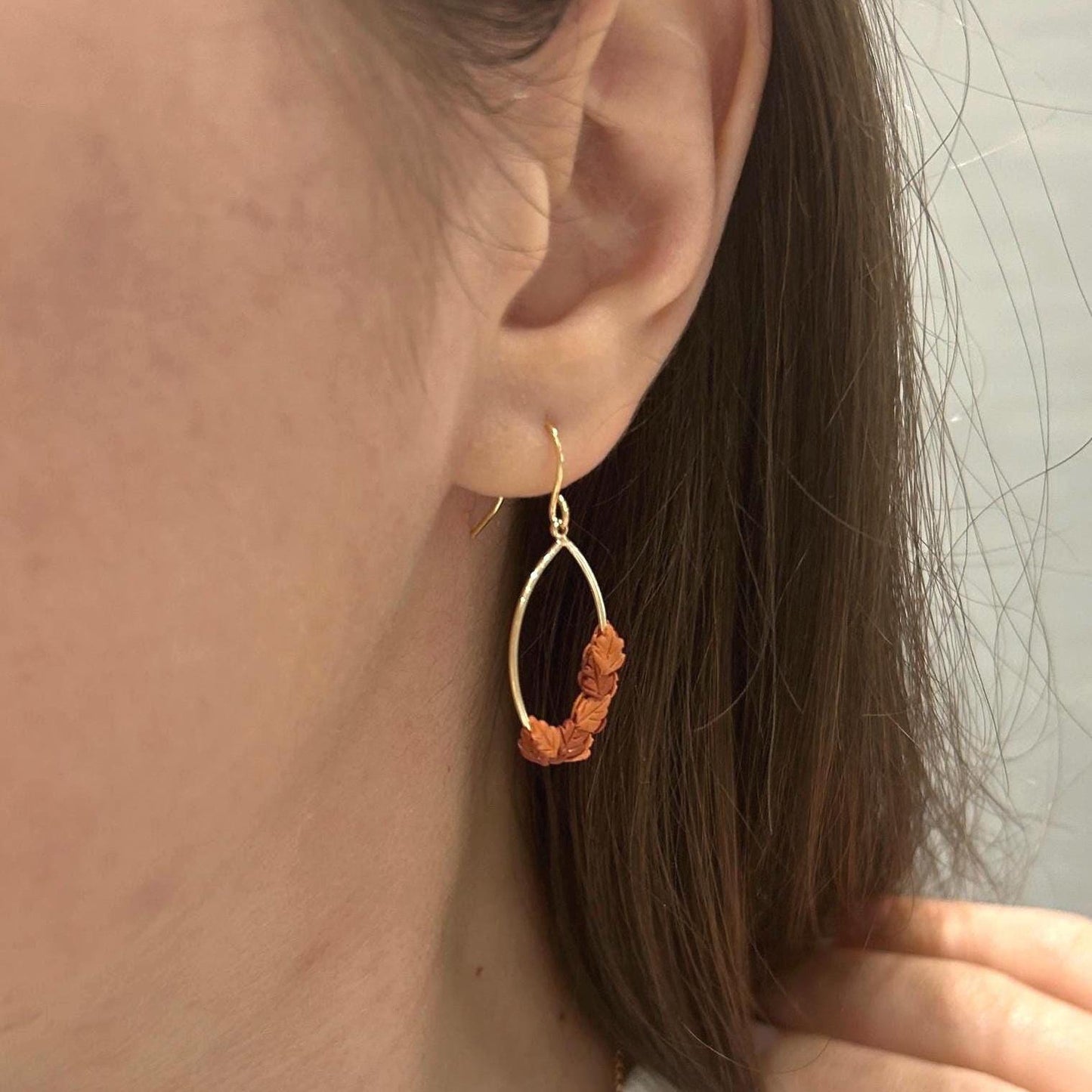 Autumn leaves oval earrings