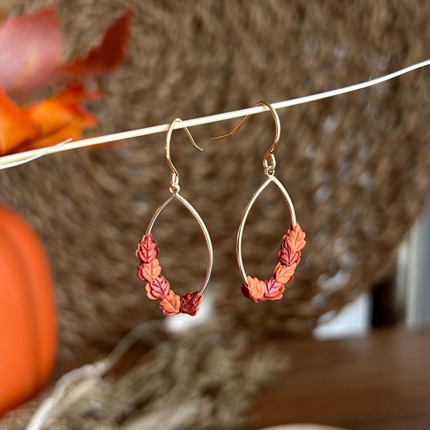 Autumn leaves oval earrings