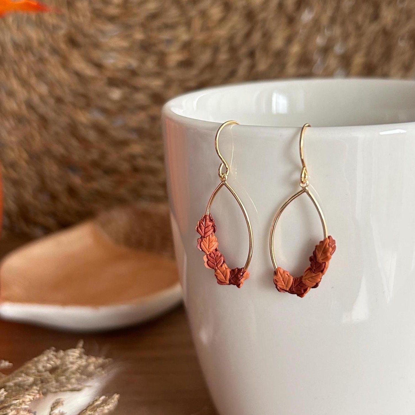Autumn leaves oval earrings