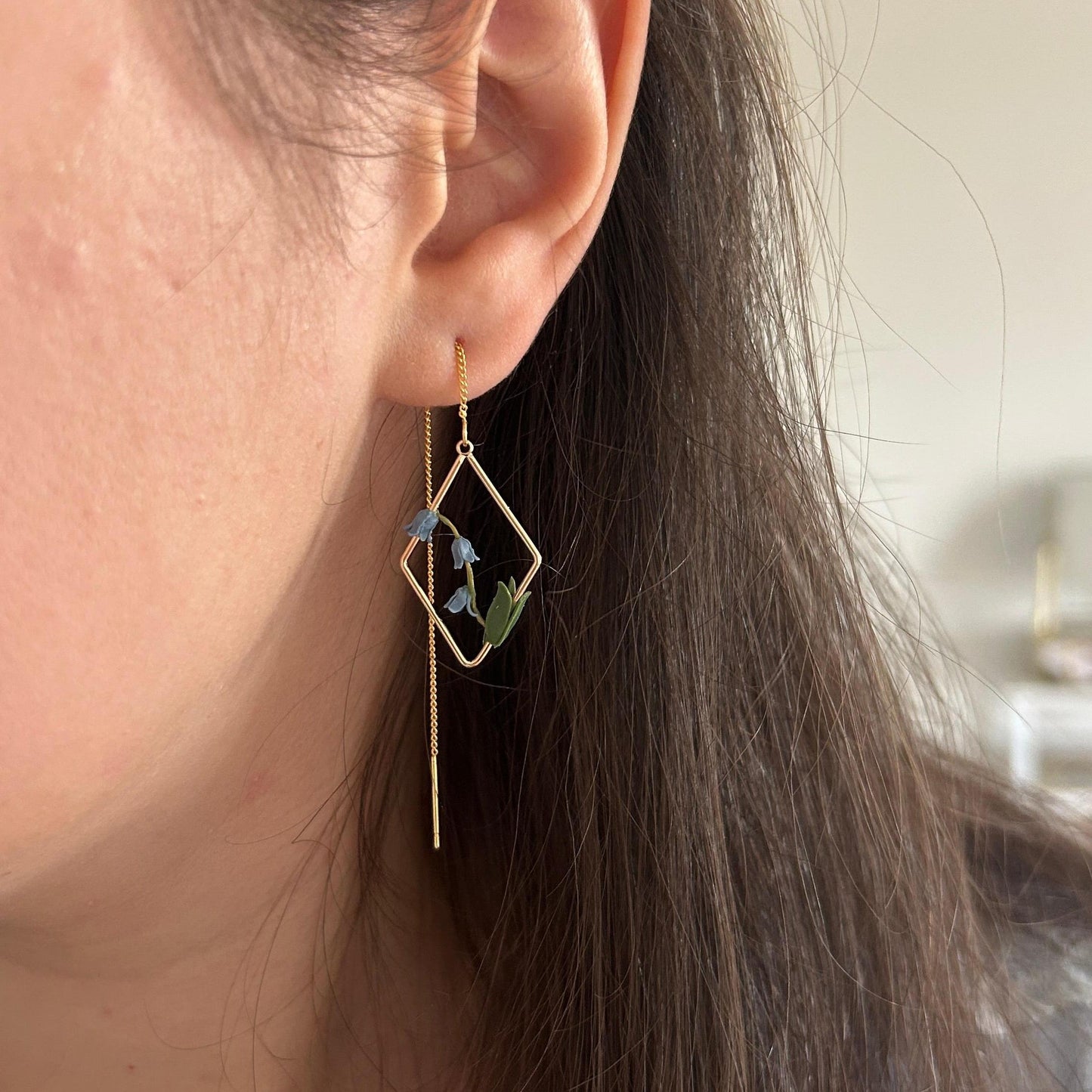 Bluebells flower threader earrings