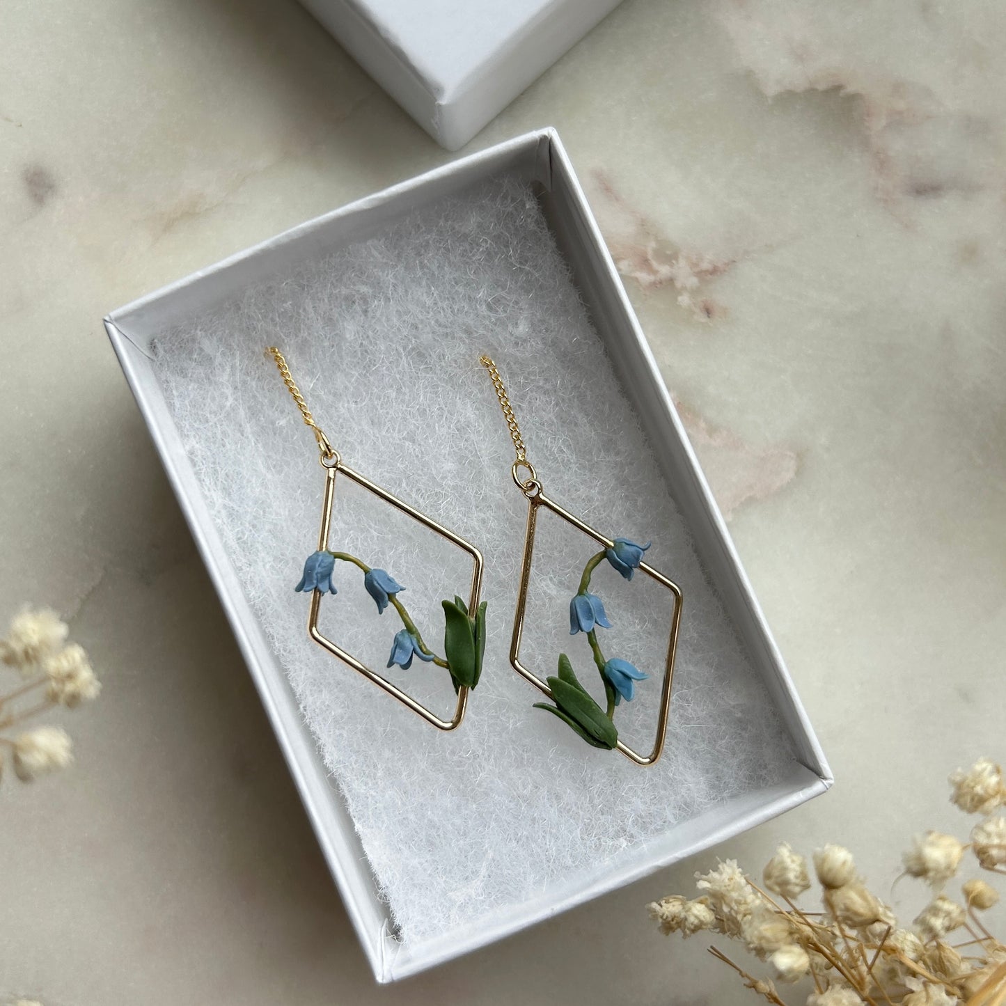 Bluebells flower threader earrings