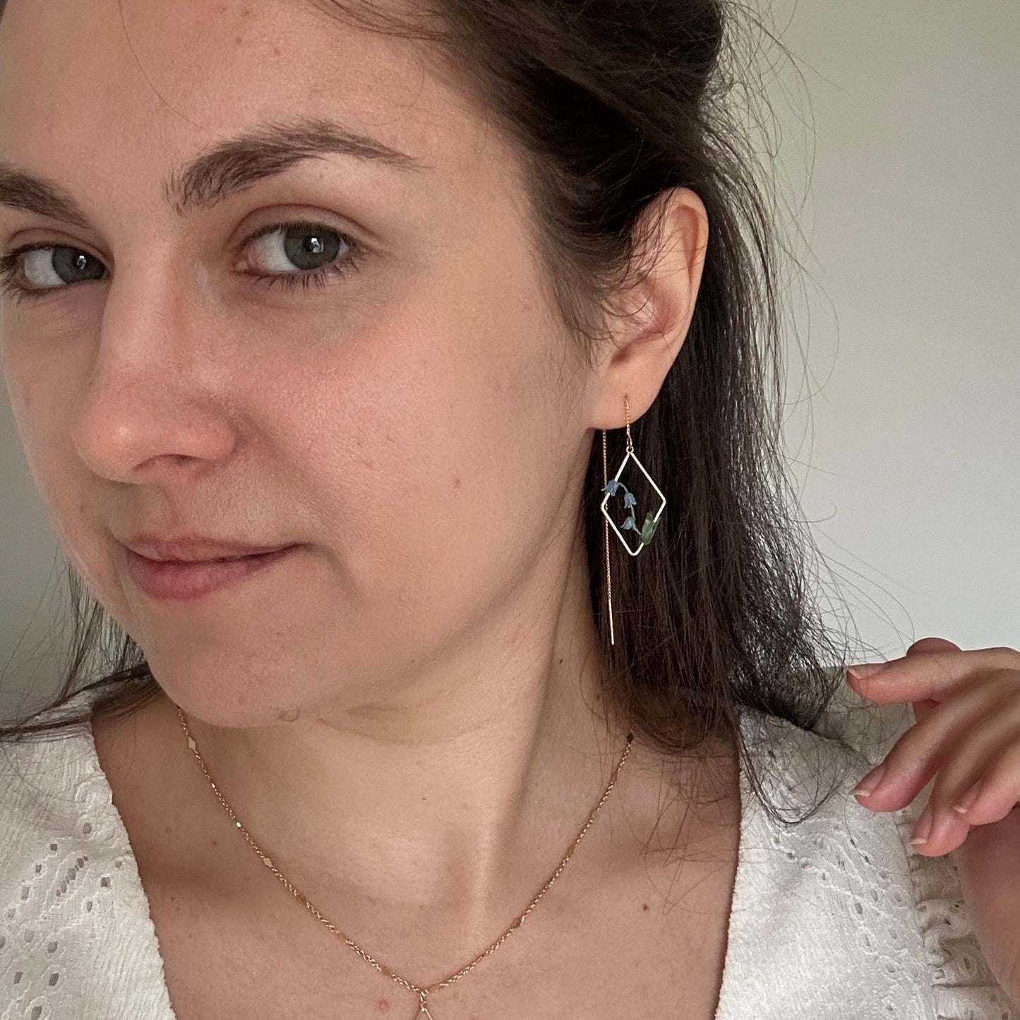 Bluebells flower threader earrings
