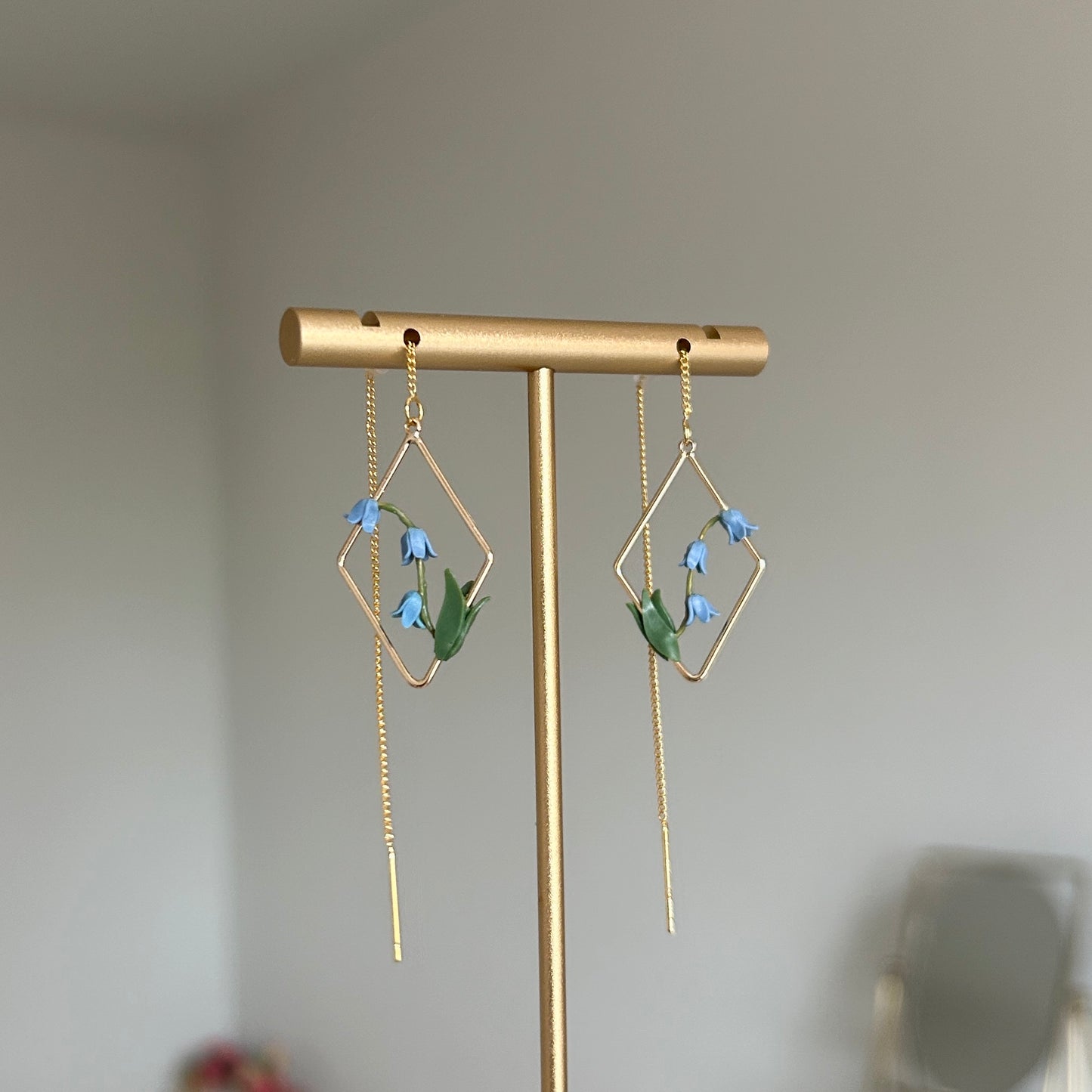 Bluebells flower threader earrings