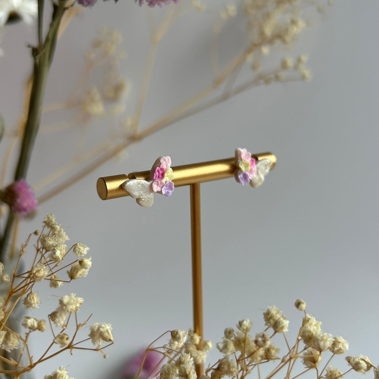 Butterfly floral studs