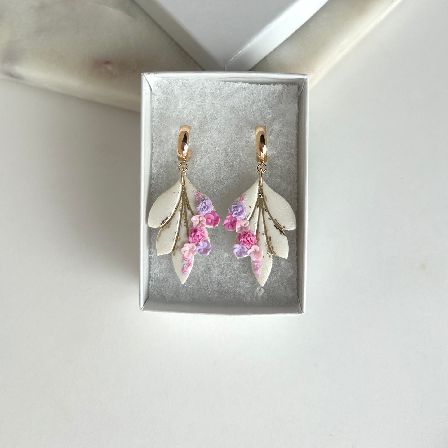 Floral pastel earrings with huggie post