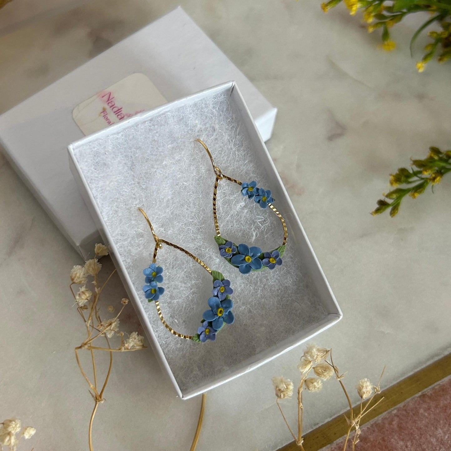Forget-me-not flower earrings