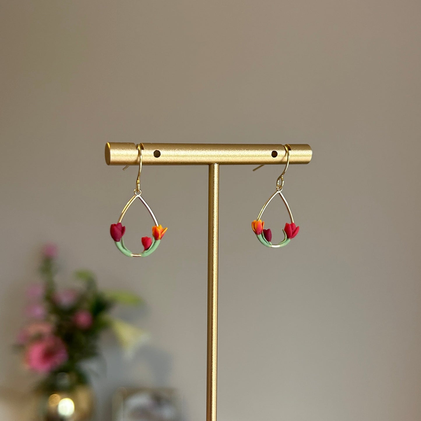 Tulip flower drop earrings