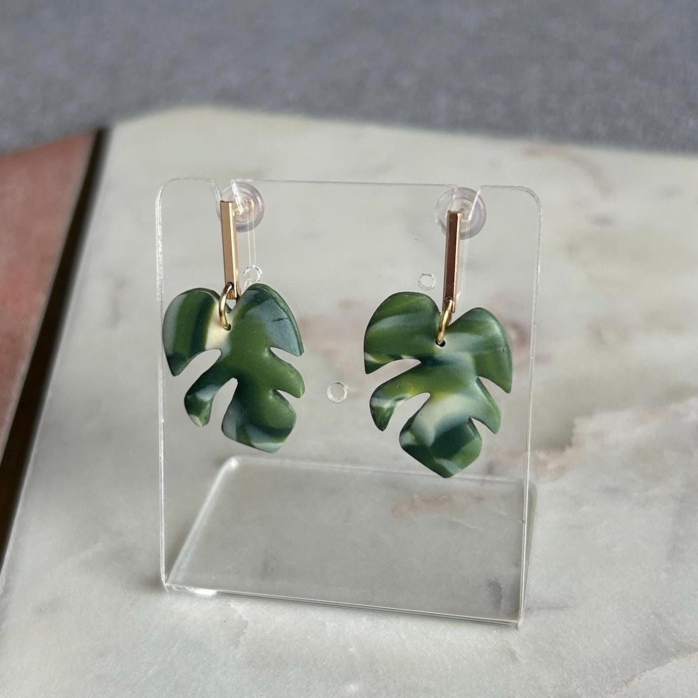 Monstera leaf drop earrings