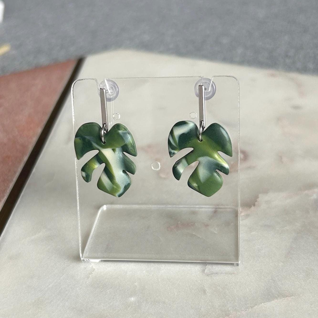 Monstera leaf drop earrings