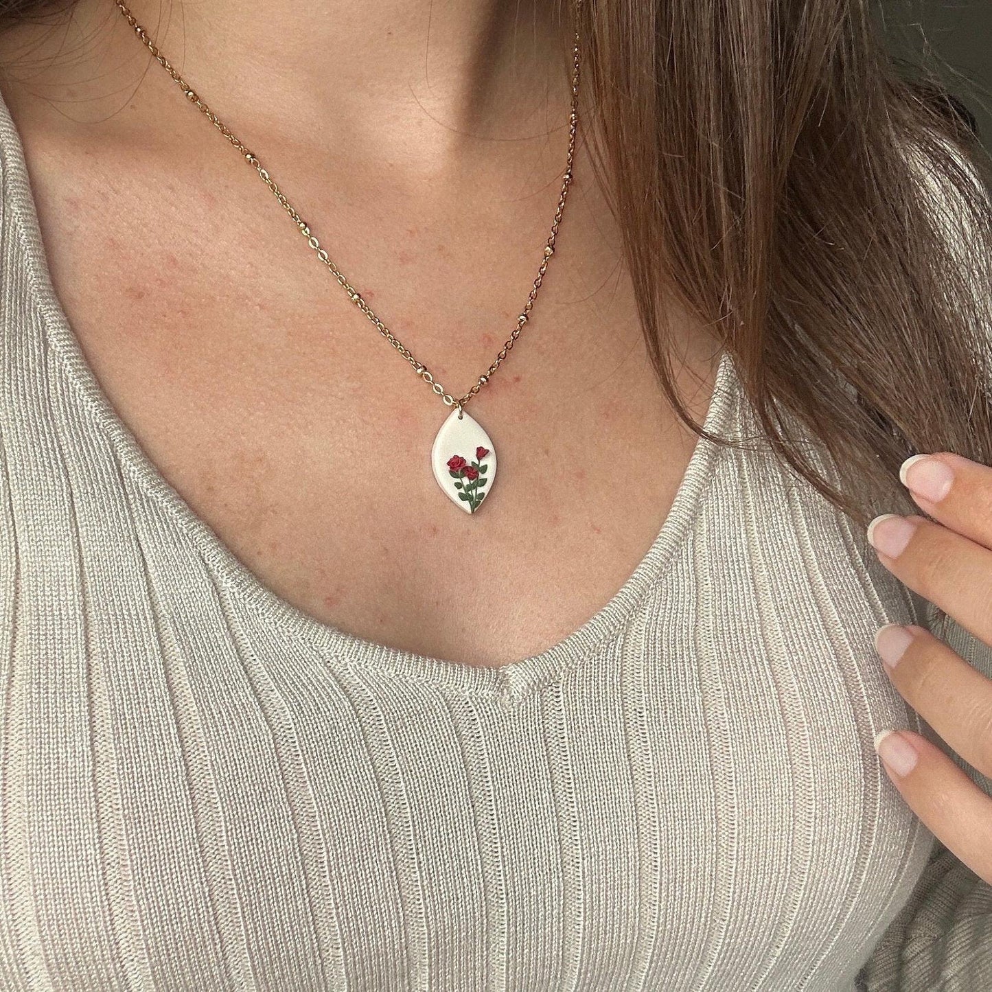 Rose June birth month necklace