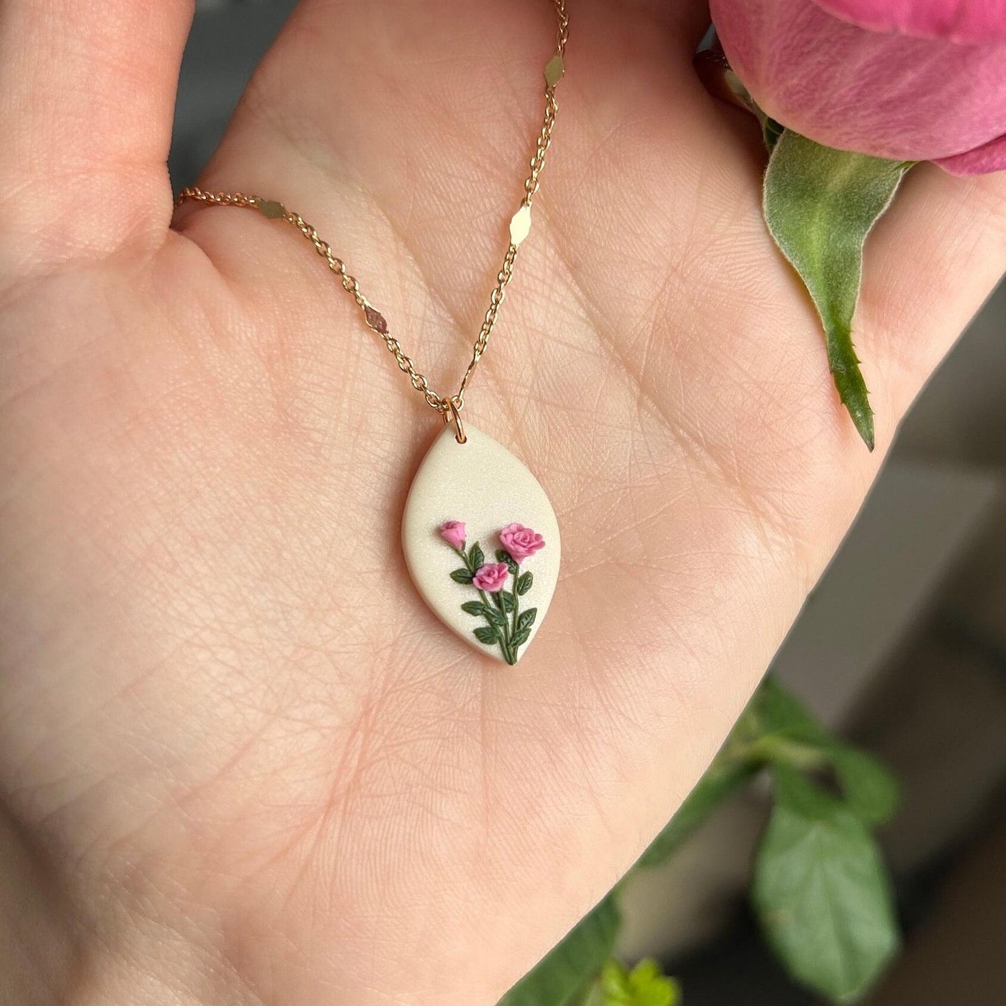Rose June birth month necklace