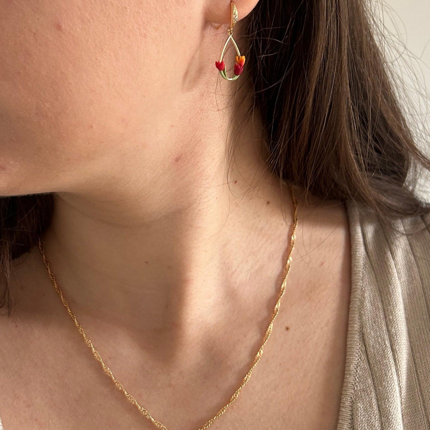Tulip flower drop earrings