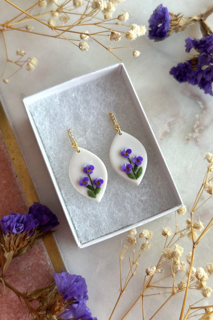 Violet February birth month earrings