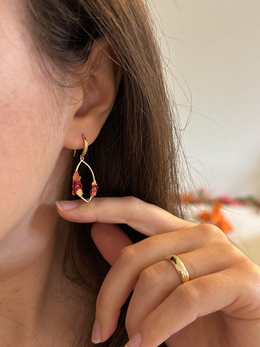 Autumn flower oval earrings