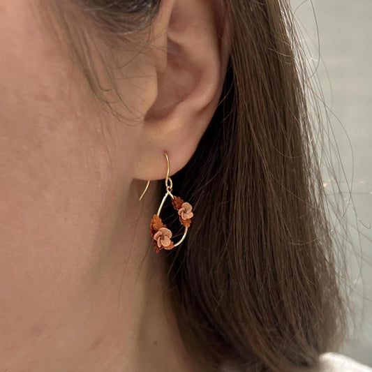 Autumn flower teardrop earrings