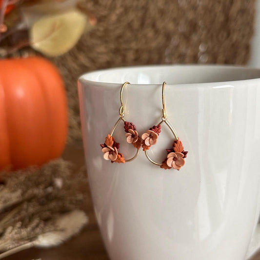 Autumn flower teardrop earrings