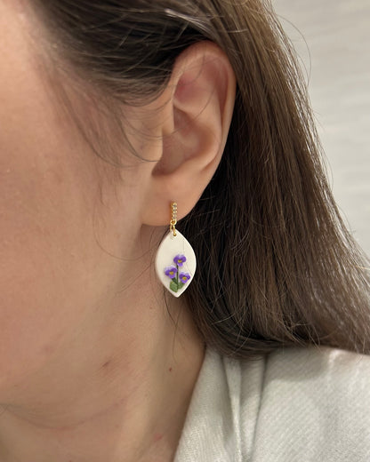 Violet February birth month earrings