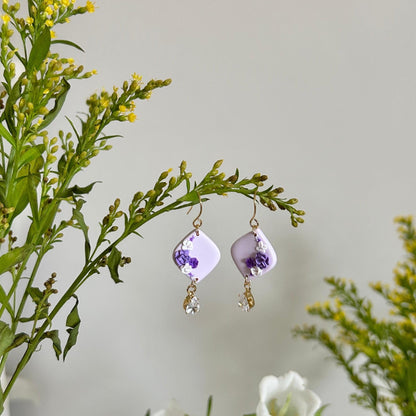 Blue and purple earring with zirconia stone
