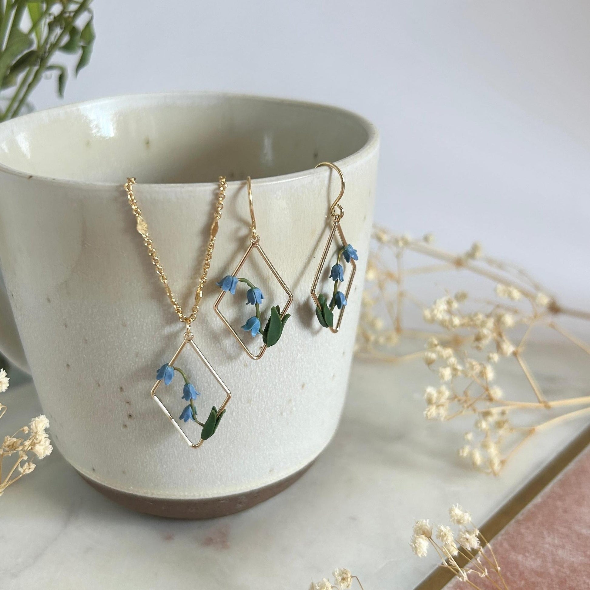 Bluebells flower hook earrings