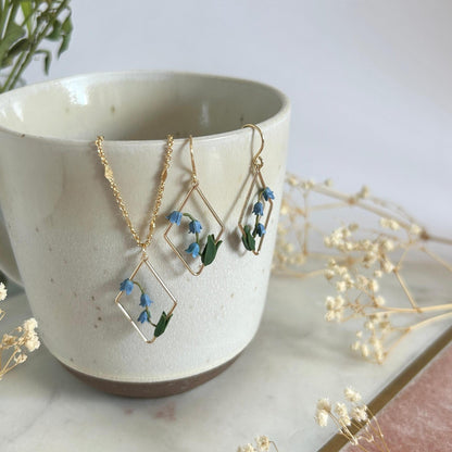 Bluebells flower hook earrings