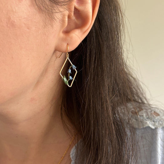 Bluebells flower hook earrings