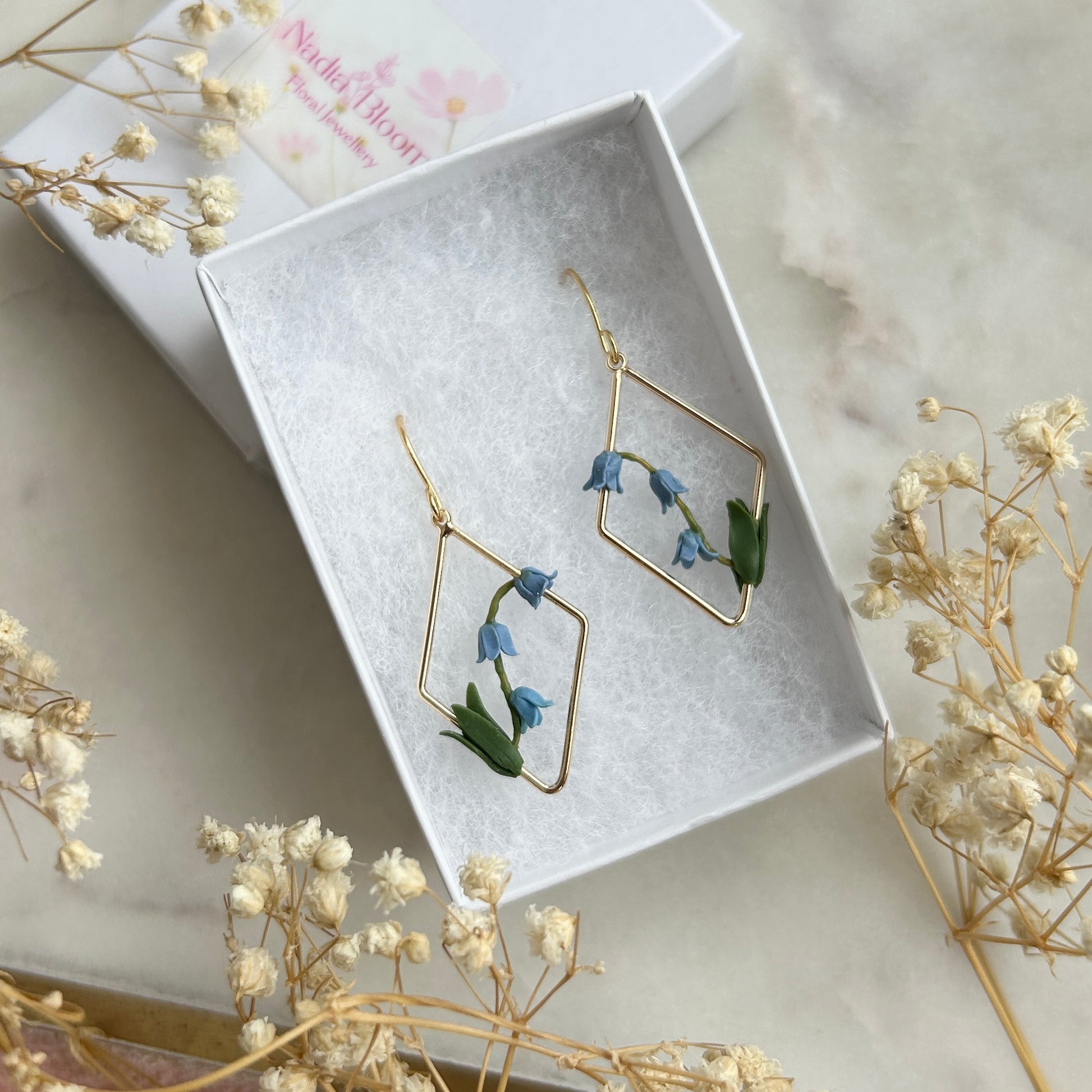 Bluebells flower hook earrings