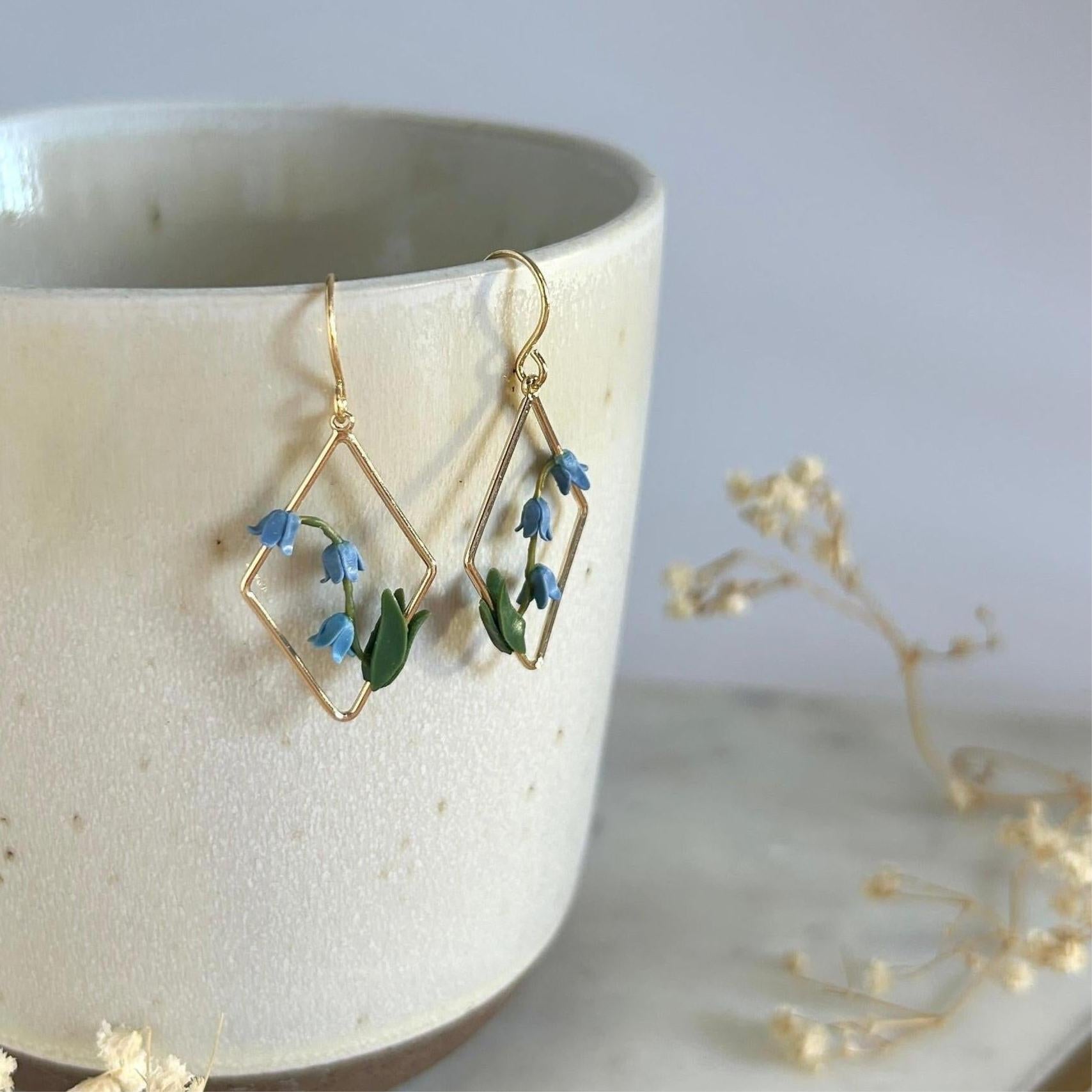 Bluebells flower hook earrings