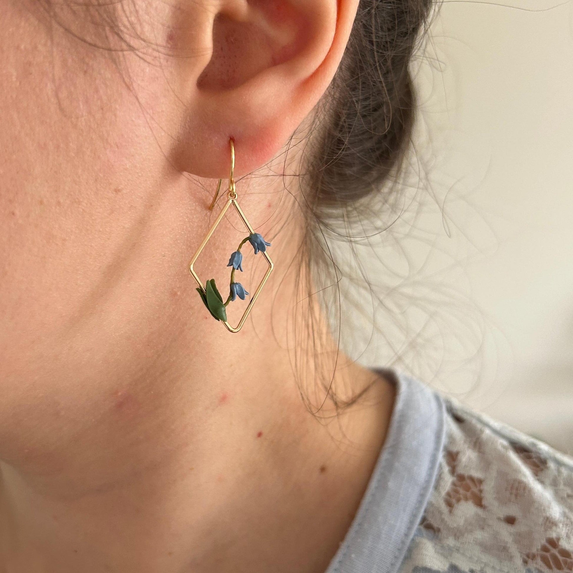 Bluebells flower hook earrings