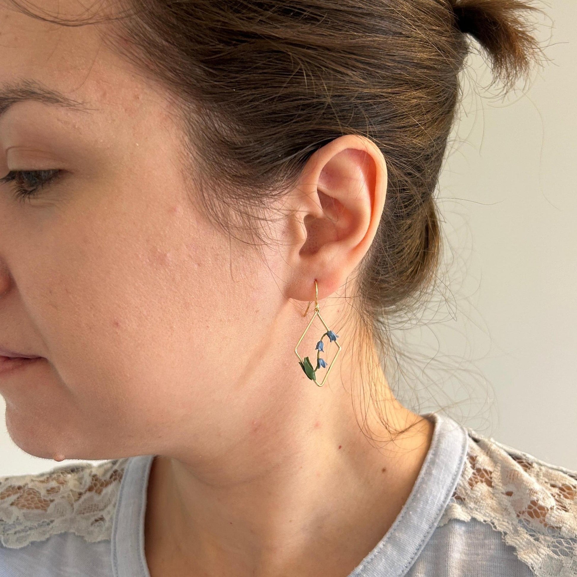 Bluebells flower hook earrings