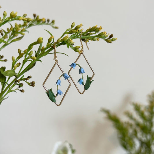 Bluebells flower hook earrings