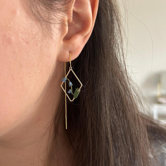 Bluebells flower threader earrings