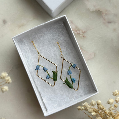 Bluebells flower threader earrings