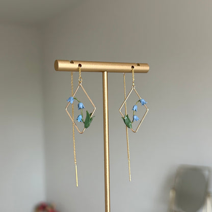 Bluebells flower threader earrings