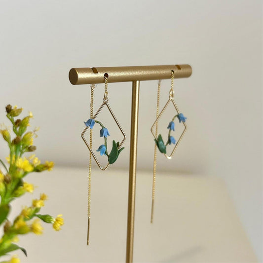 Bluebells flower threader earrings