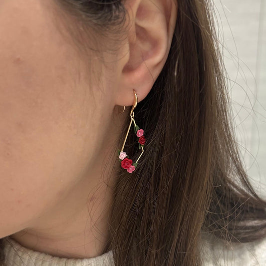 Florence dark pinks flower earrings