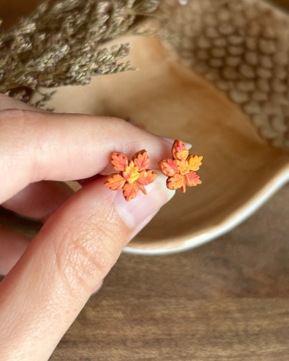 Autumn maple leaf studs