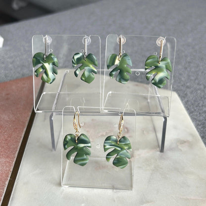 Monstera leaf drop earrings