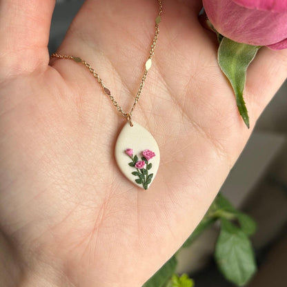 Rose June birth month necklace