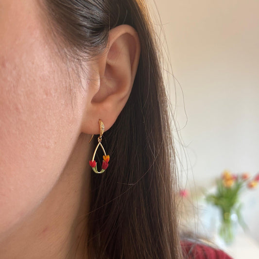 Tulip flower drop earrings