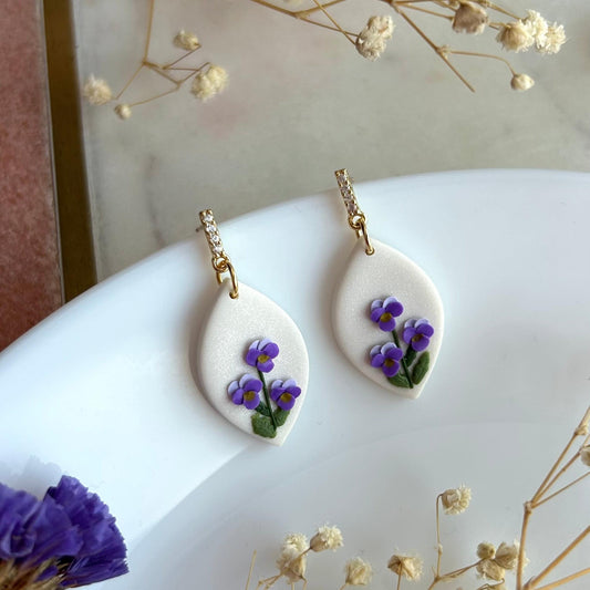 Violet February birth month earrings