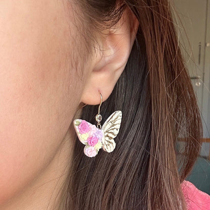 Floral butterfly dangle earrings