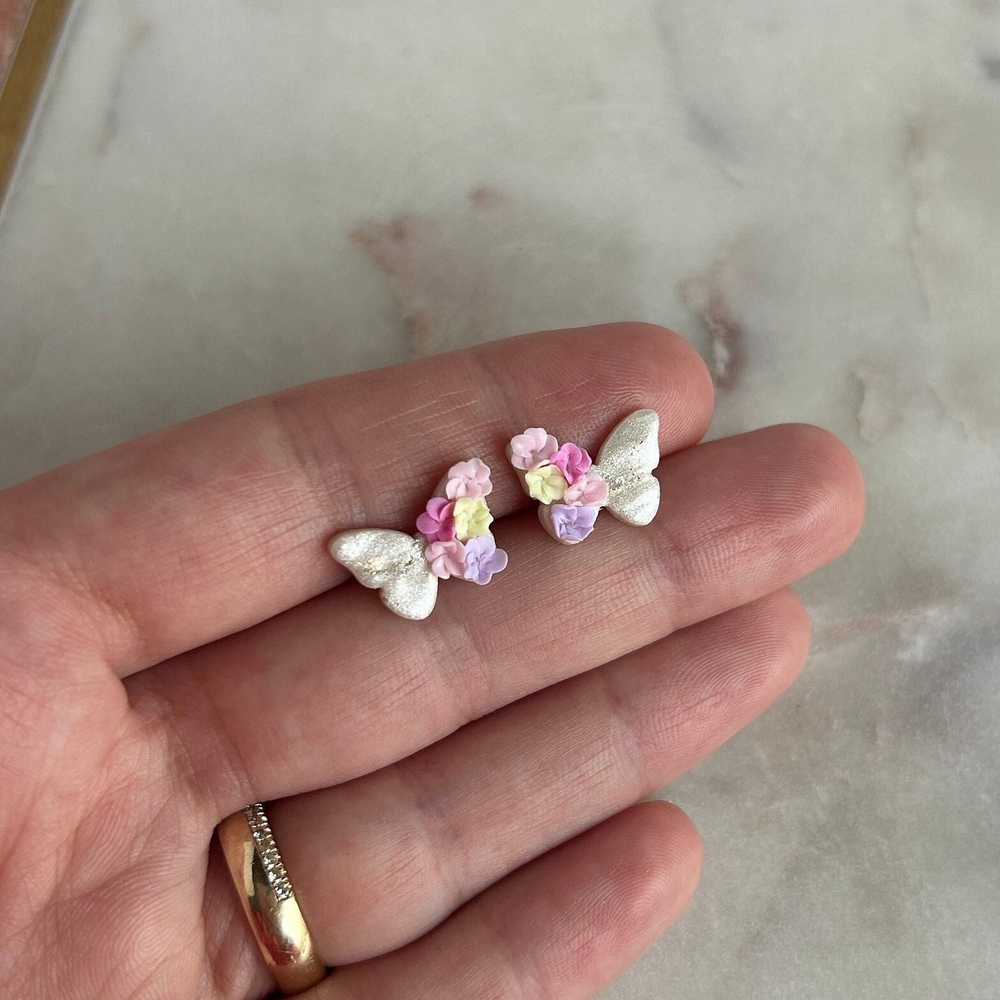 Butterfly floral studs