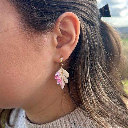 Floral pastel earrings with huggie post