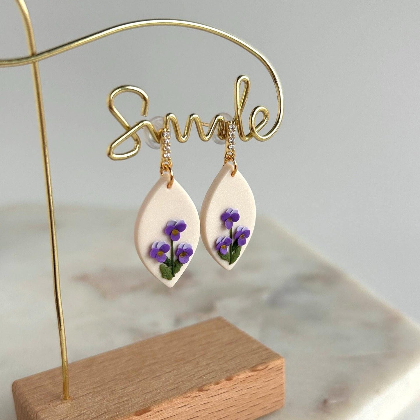 Violet February birth month earrings