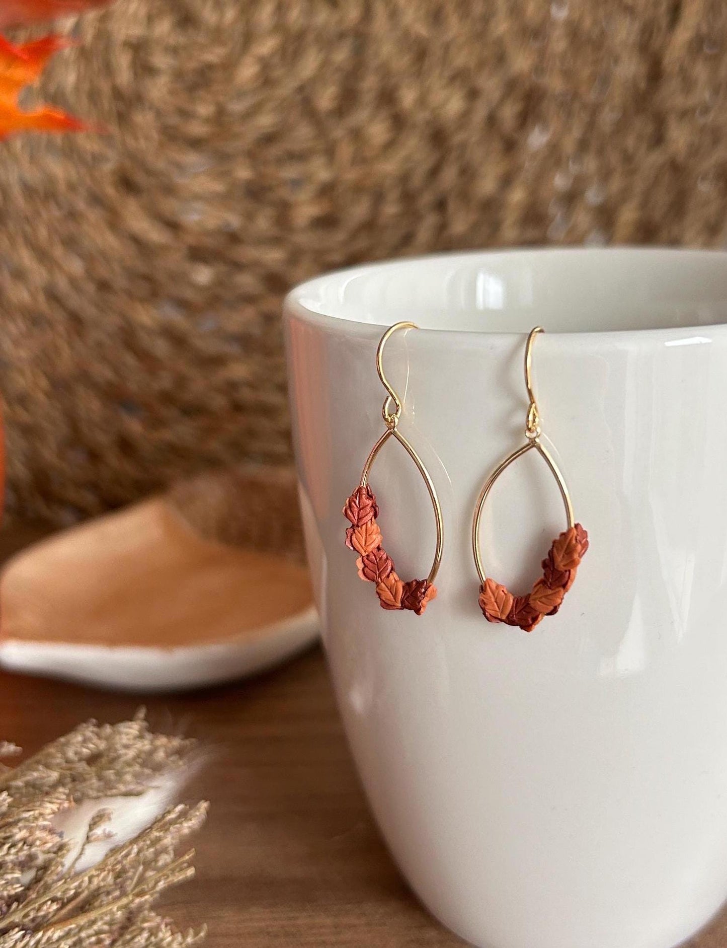 Autumn leaves oval earrings