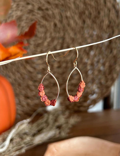 Autumn leaves oval earrings