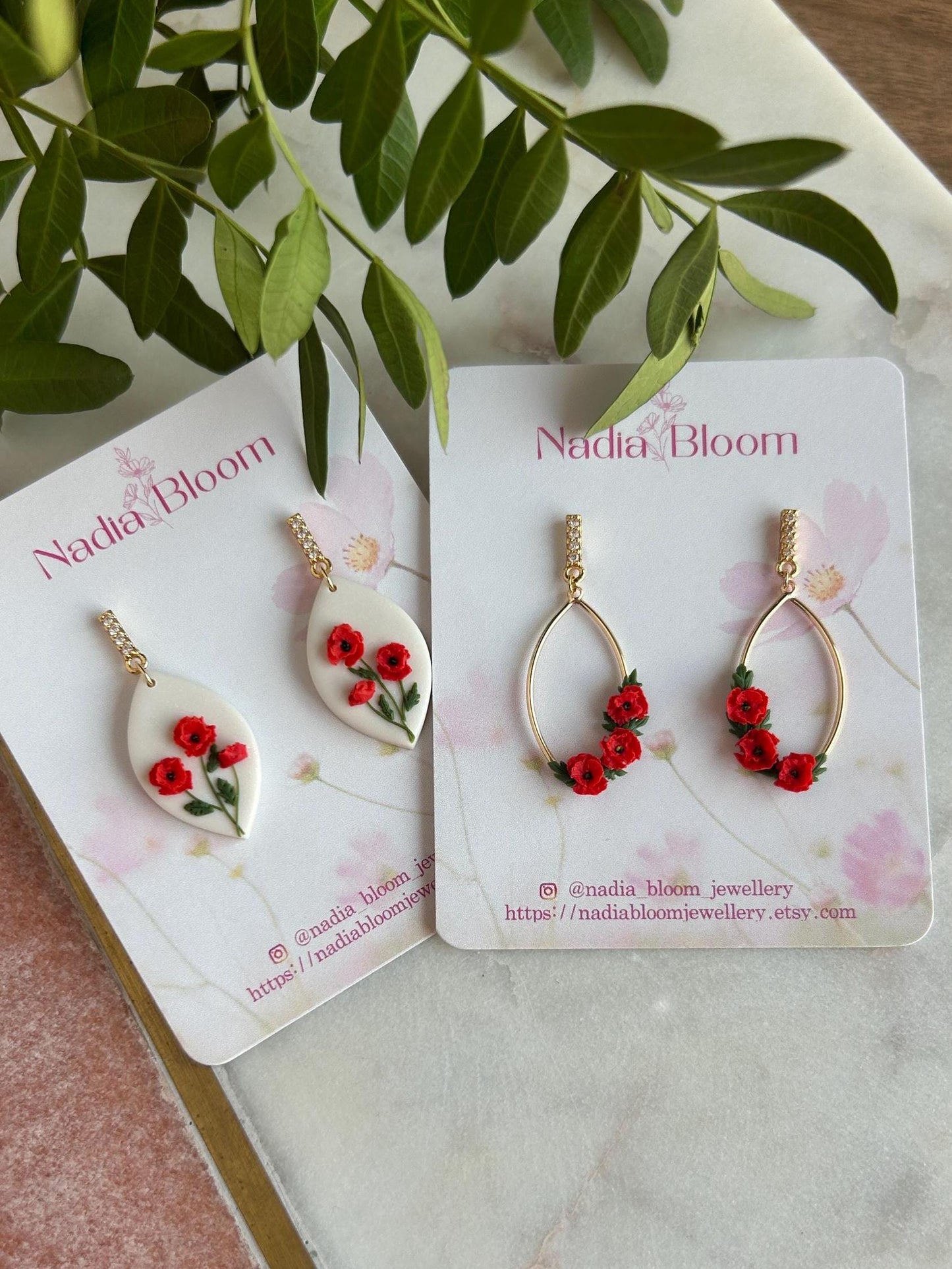 Poppy August birth month earrings